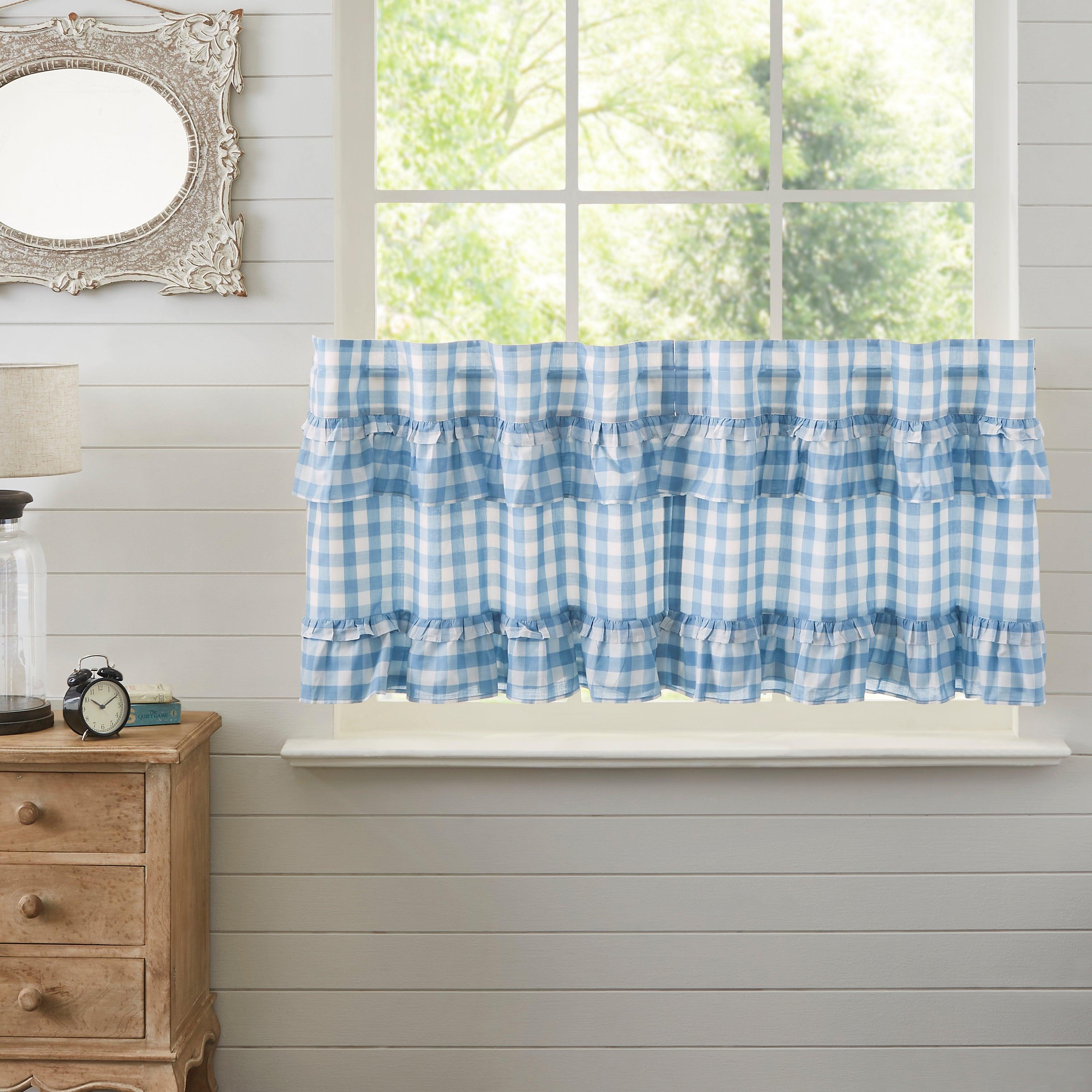 Annie Buffalo Blue Check Ruffled Tier Set of 2 L24xW36 VHC Brands - The Fox Decor