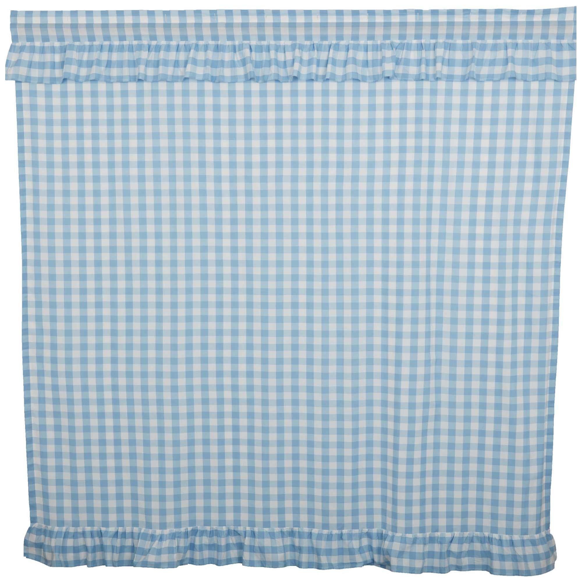 Annie Buffalo Blue Check Ruffled Shower Curtain 72x72 VHC Brands - The Fox Decor