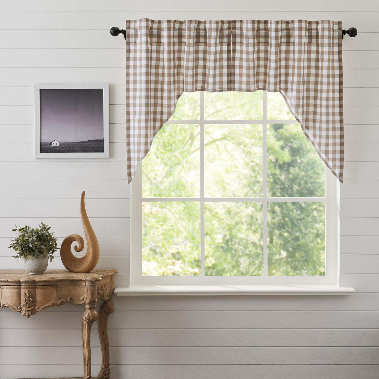 Annie Buffalo Portabella Check Swag Set of 2 36x36x16 VHC Brands - The Fox Decor