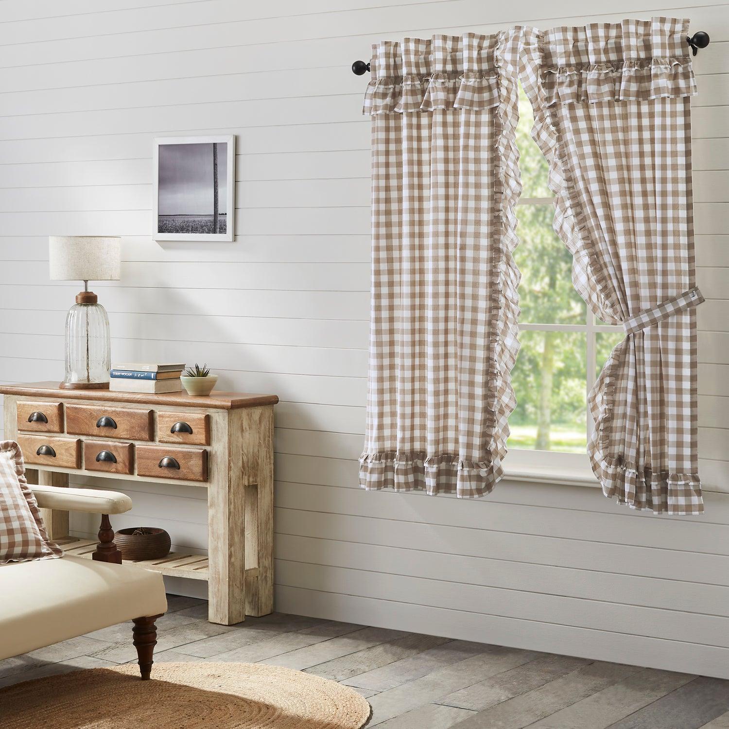 Annie Buffalo Portabella Check Ruffled Short Panel Set of 2 63x36 VHC Brands - The Fox Decor