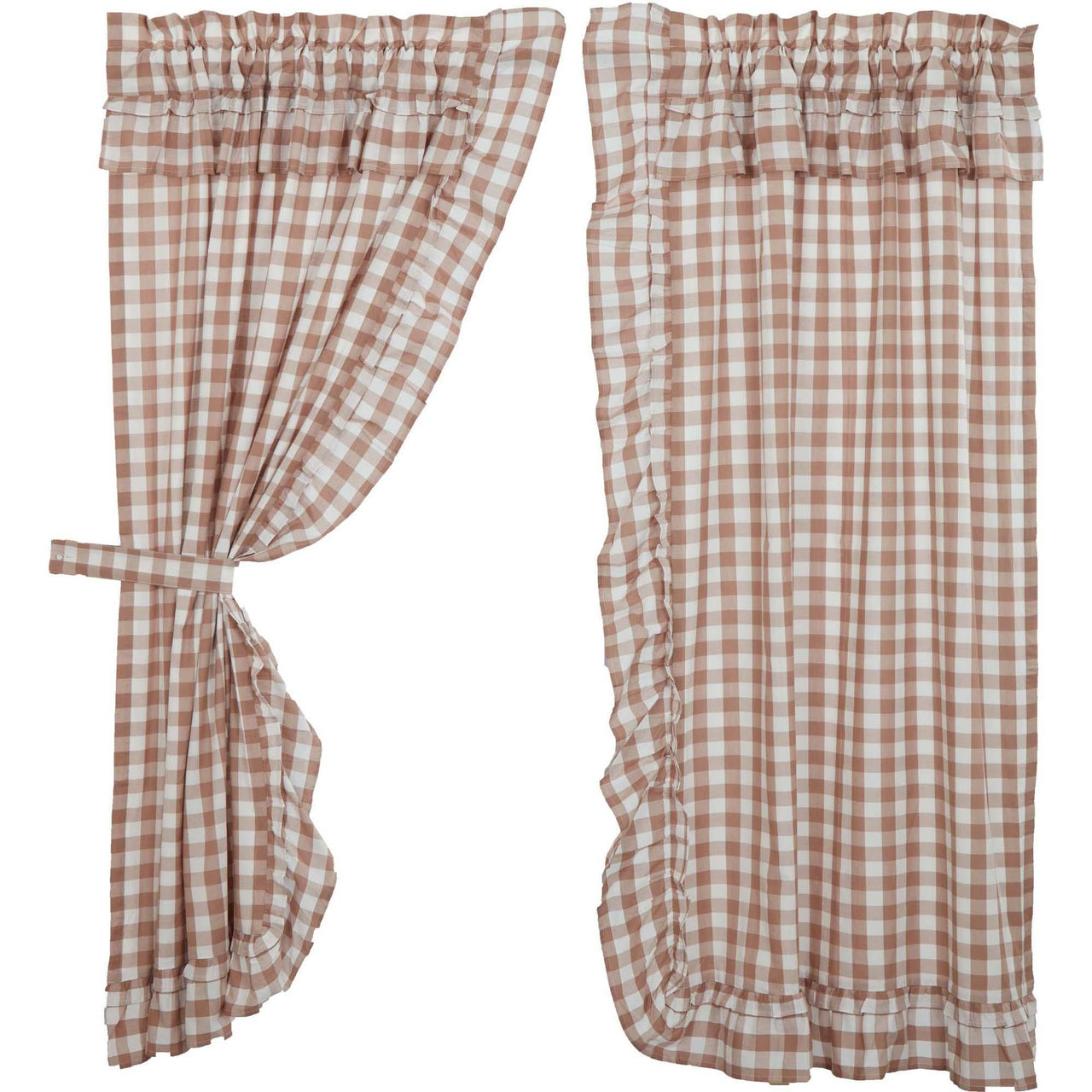 Annie Buffalo Portabella Check Ruffled Short Panel Set of 2 63x36 VHC Brands - The Fox Decor