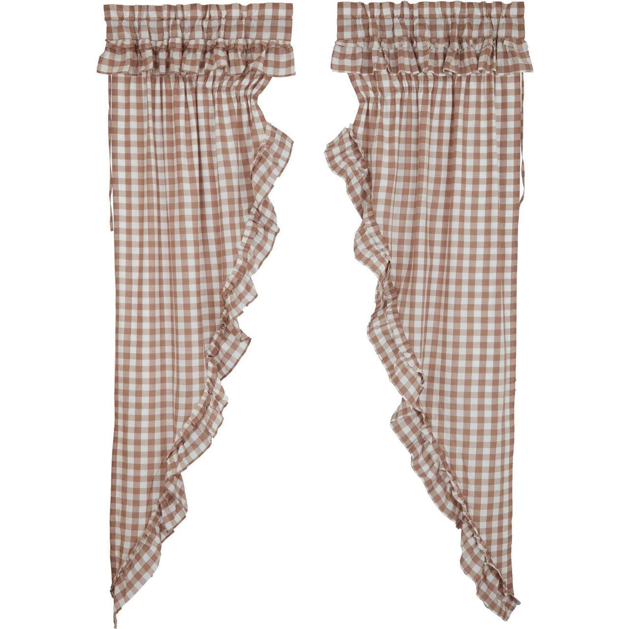 Annie Buffalo Portabella Check Ruffled Prairie Long Panel Set of 2 84x36x18 VHC Brands - The Fox Decor