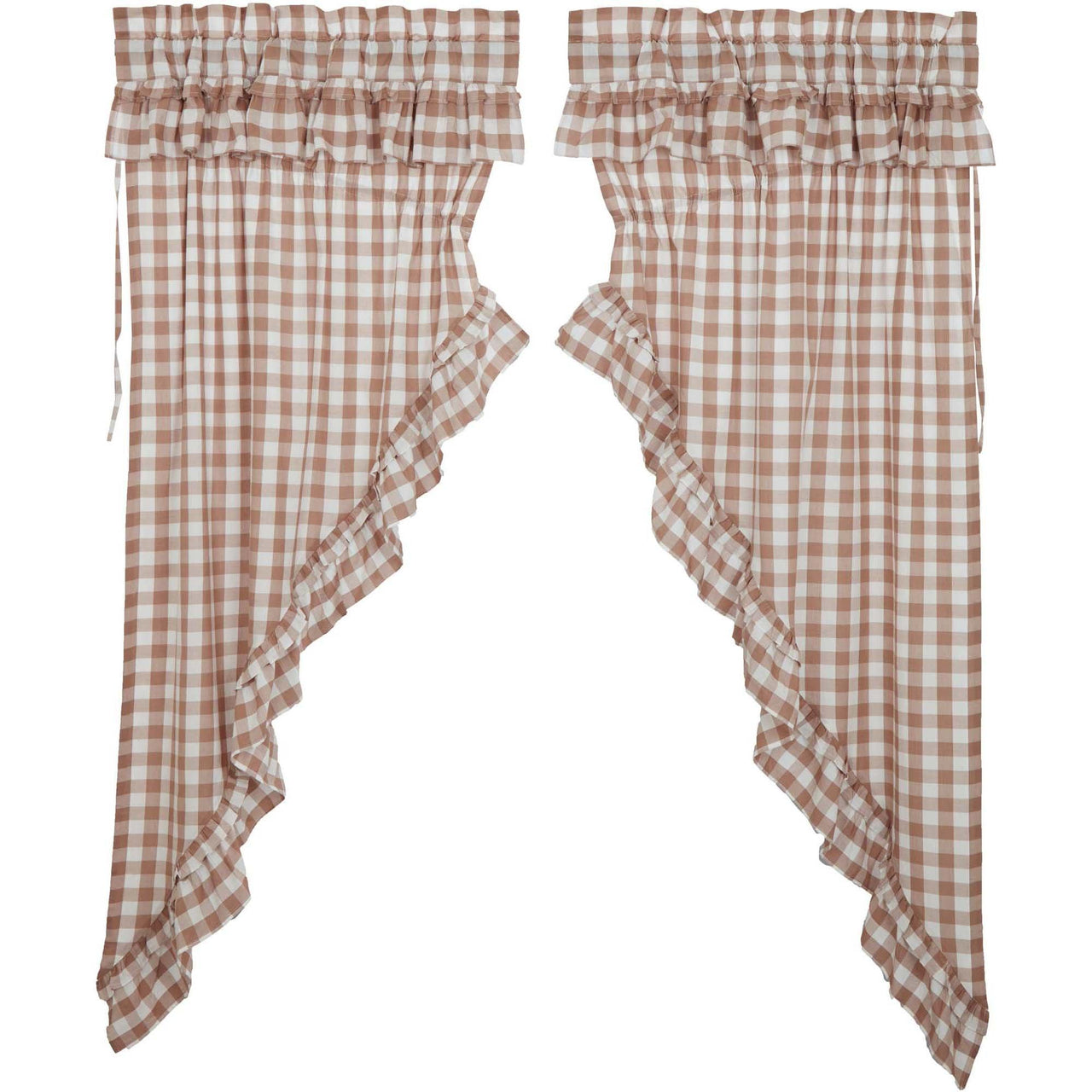 Annie Buffalo Portabella Check Ruffled Prairie Short Panel Set of 2 63x36x18 VHC Brands - The Fox Decor