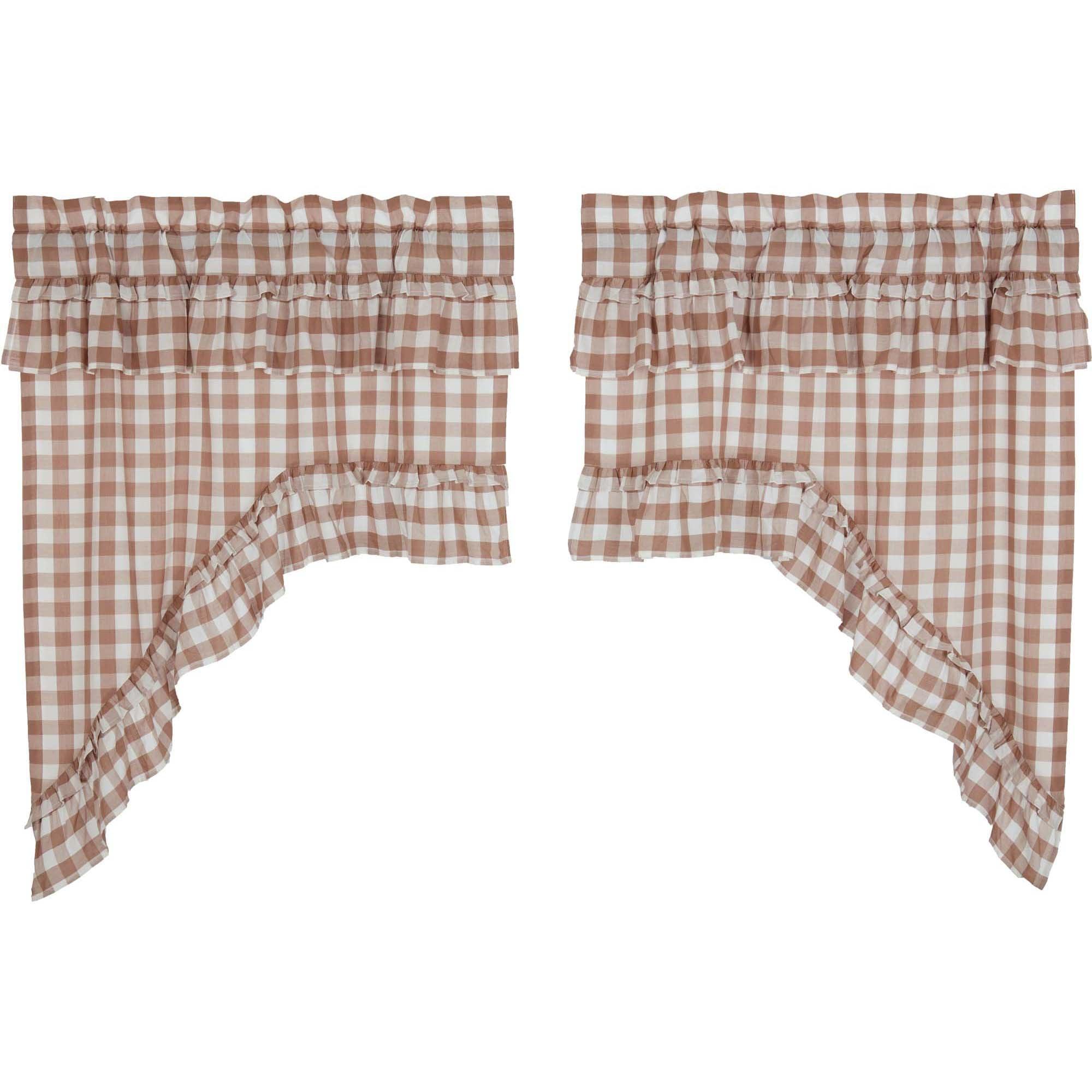 Annie Buffalo Portabella Check Ruffled Swag Set of 2 36x36x16 VHC Brands - The Fox Decor