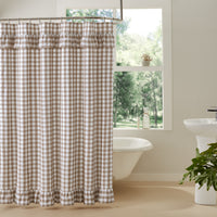Thumbnail for Annie Buffalo Portabella Check Ruffled Shower Curtain 72x72 VHC Brands
