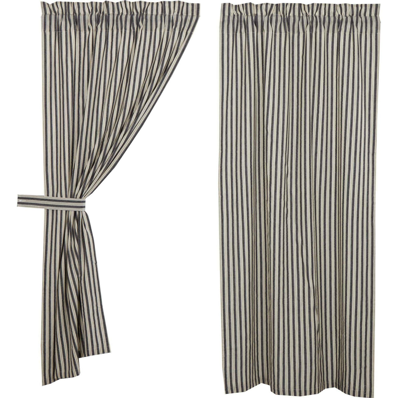 Ashmont Ticking Stripe Short Panel Set of 2 63x36 VHC Brands - The Fox Decor