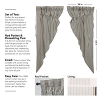 Thumbnail for Ashmont Ticking Stripe Prairie Short Panel Set of 2 63x36x18 VHC Brands - The Fox Decor