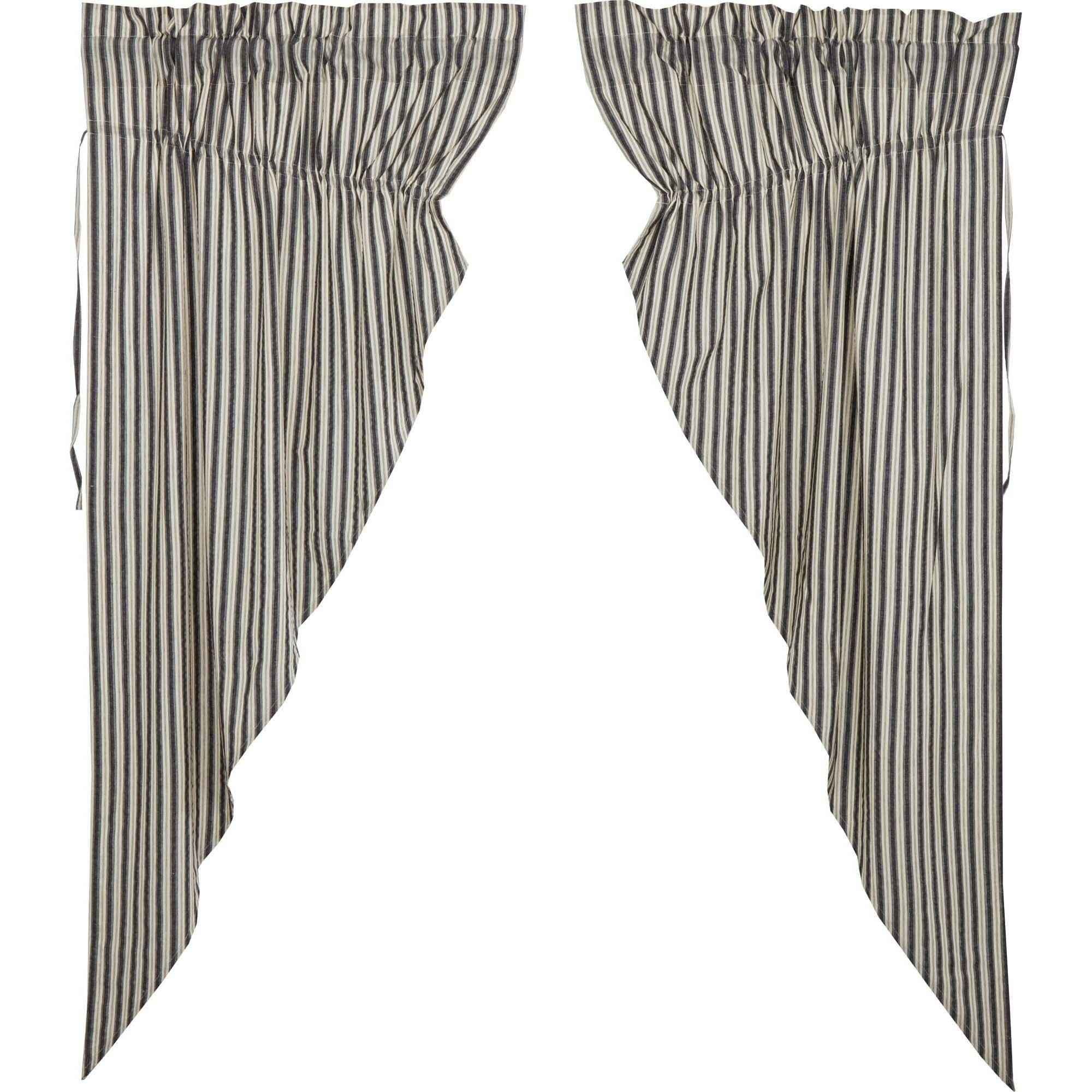 Ashmont Ticking Stripe Prairie Short Panel Set of 2 63x36x18 VHC Brands - The Fox Decor