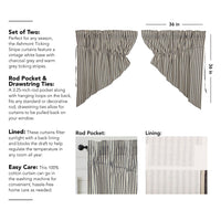 Ashmont Ticking Stripe Prairie Swag Set of 2 36x36x18 VHC Brands - The Fox Decor