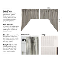 Thumbnail for Ashmont Ticking Stripe Swag Set of 2 36x36x16 VHC Brands - The Fox Decor
