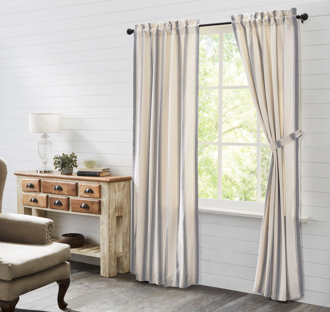 Grace Grain Sack Stripe Panel Set of 2 84x40 VHC Brands - The Fox Decor