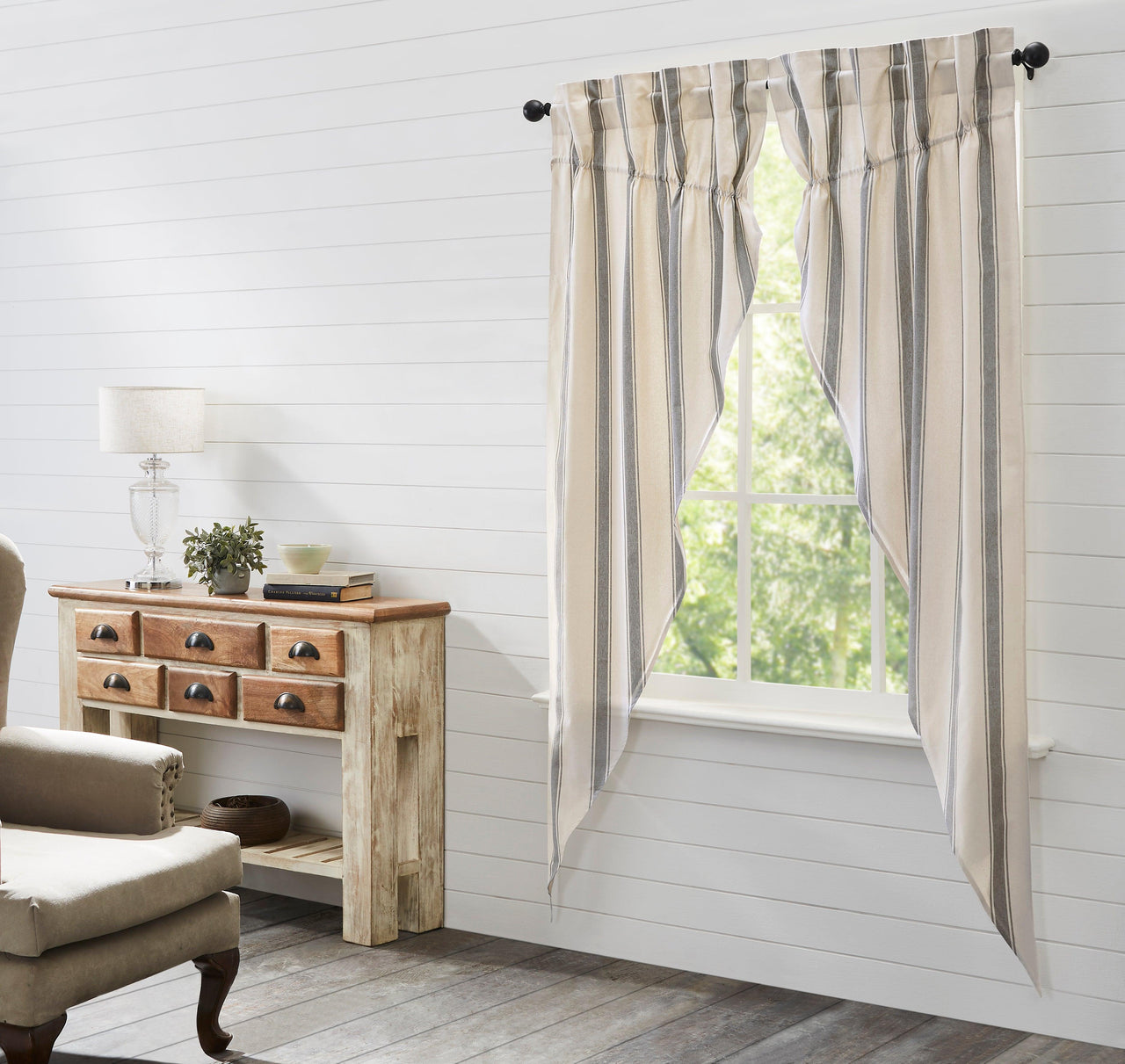 Grace Grain Sack Stripe Prairie Long Panel Set of 2 84x36x18 VHC Brands - The Fox Decor