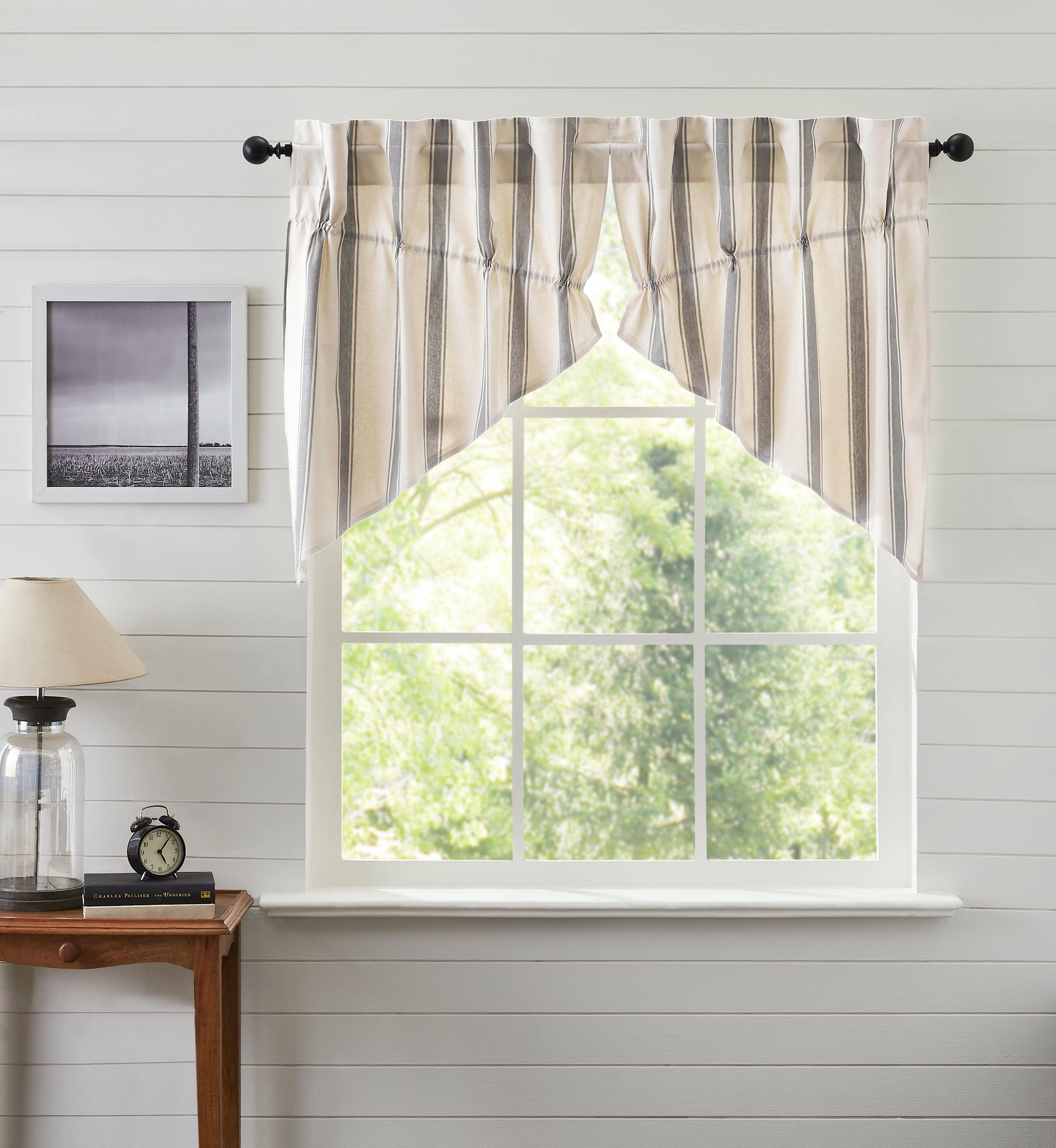 Grace Grain Sack Stripe Prairie Swag Set of 2 36x36x18 VHC Brands - The Fox Decor