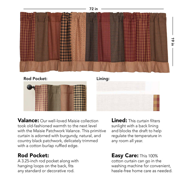 Maisie Patchwork Valance 19x72 VHC Brands - The Fox Decor