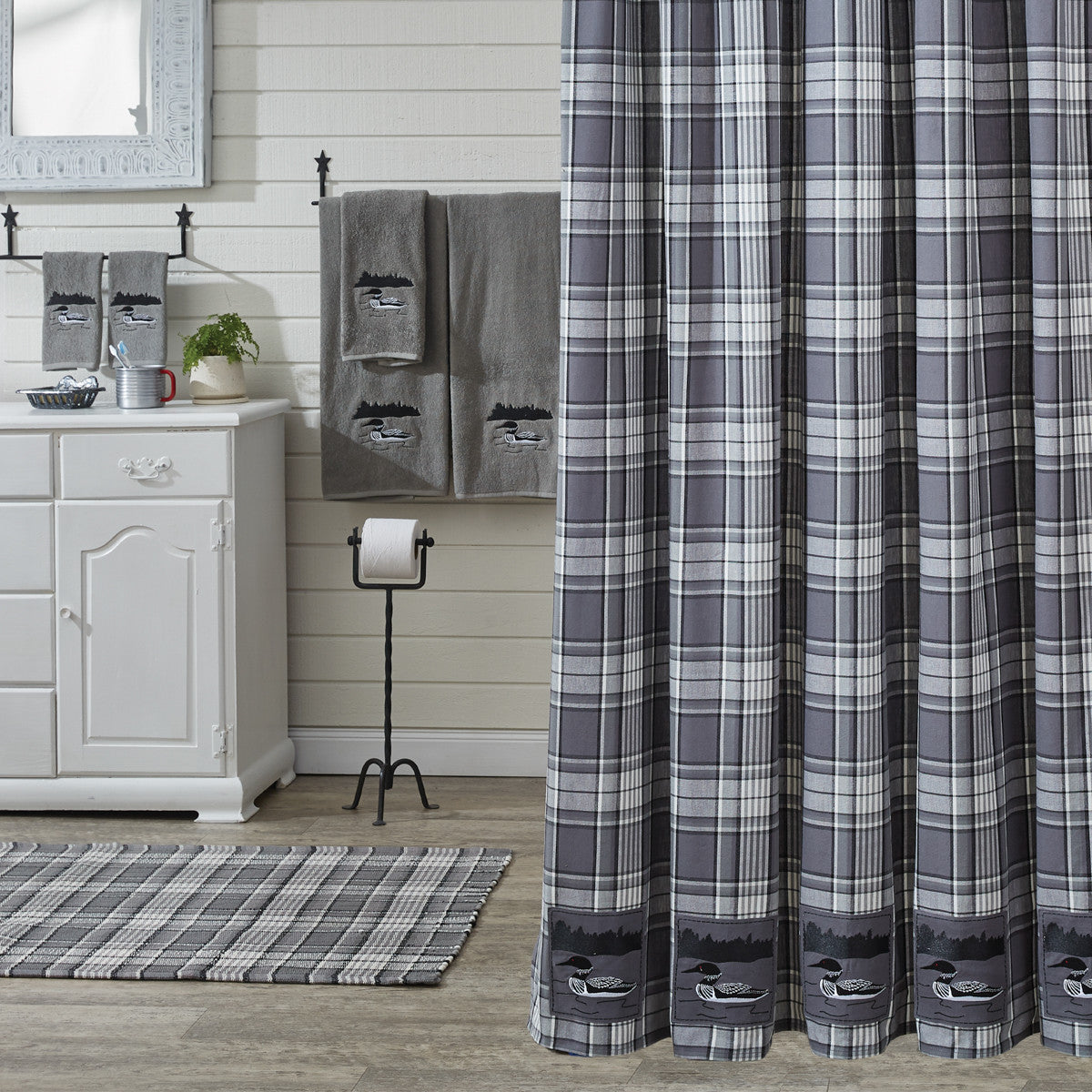Gray Area Loon Shower Curtain 72" X 72" Park Designs - The Fox Decor