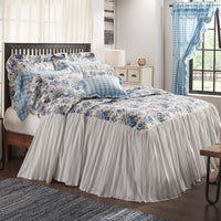 Thumbnail for Annie Blue Floral Ruffled California King Coverlet 84x72+27 VHC Brands