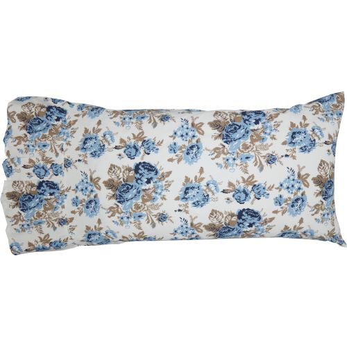 Annie Blue Floral Ruffled King Pillow Case Set of 2 21x36+8 VHC Brands