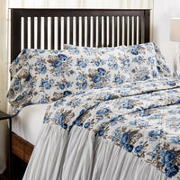 Thumbnail for Annie Blue Floral Ruffled King Pillow Case Set of 2 21x36+8 VHC Brands