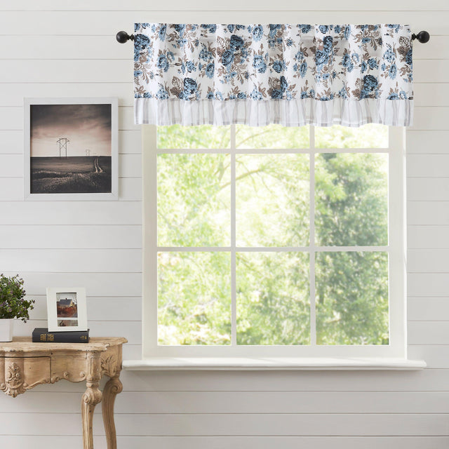 Annie Blue Floral Ruffled Valance 16x60 VHC Brands - The Fox Decor