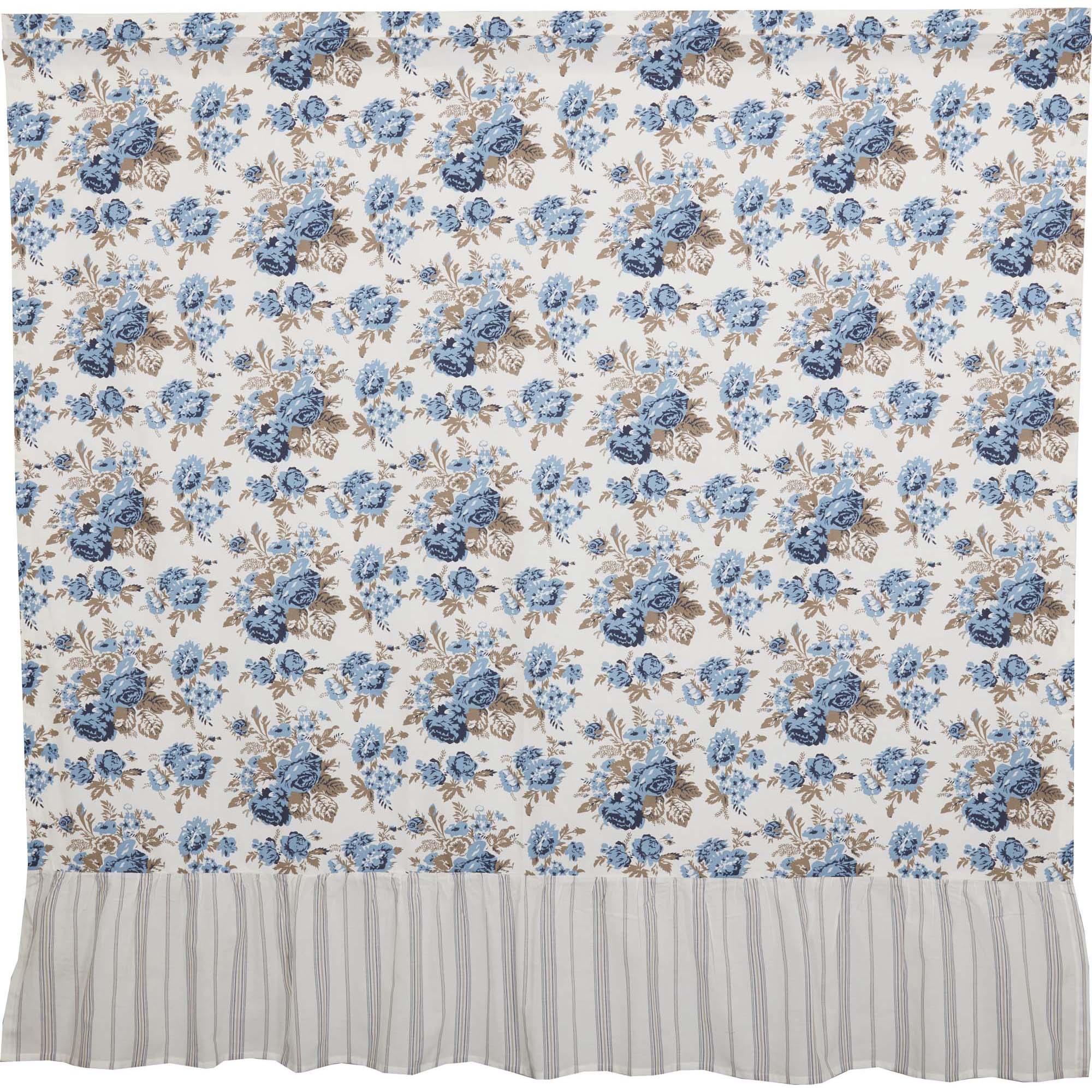 Annie Blue Floral Ruffled Shower Curtain 72x72 VHC Brands - The Fox Decor