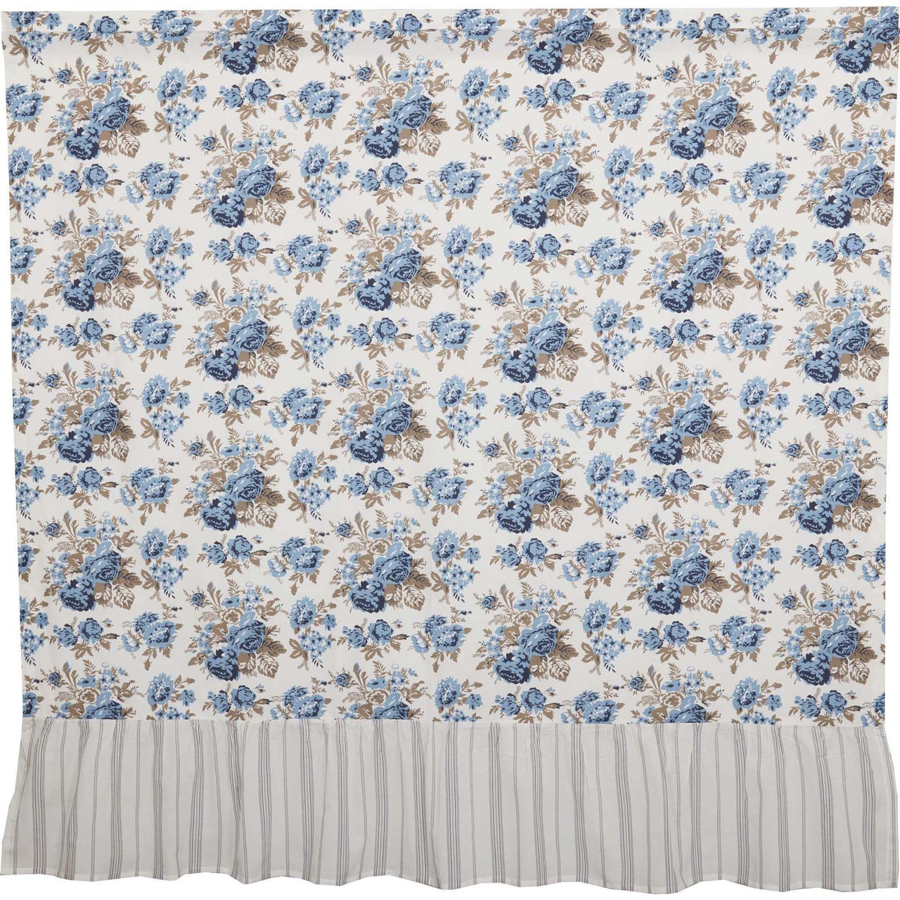 Annie Blue Floral Ruffled Shower Curtain 72x72 VHC Brands