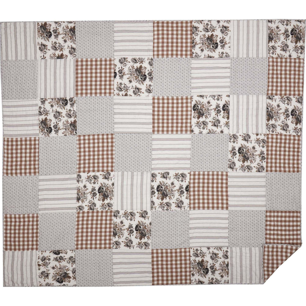 Annie Portabella Floral Patch Twin Quilt 68Wx86L VHC Brands - The Fox Decor