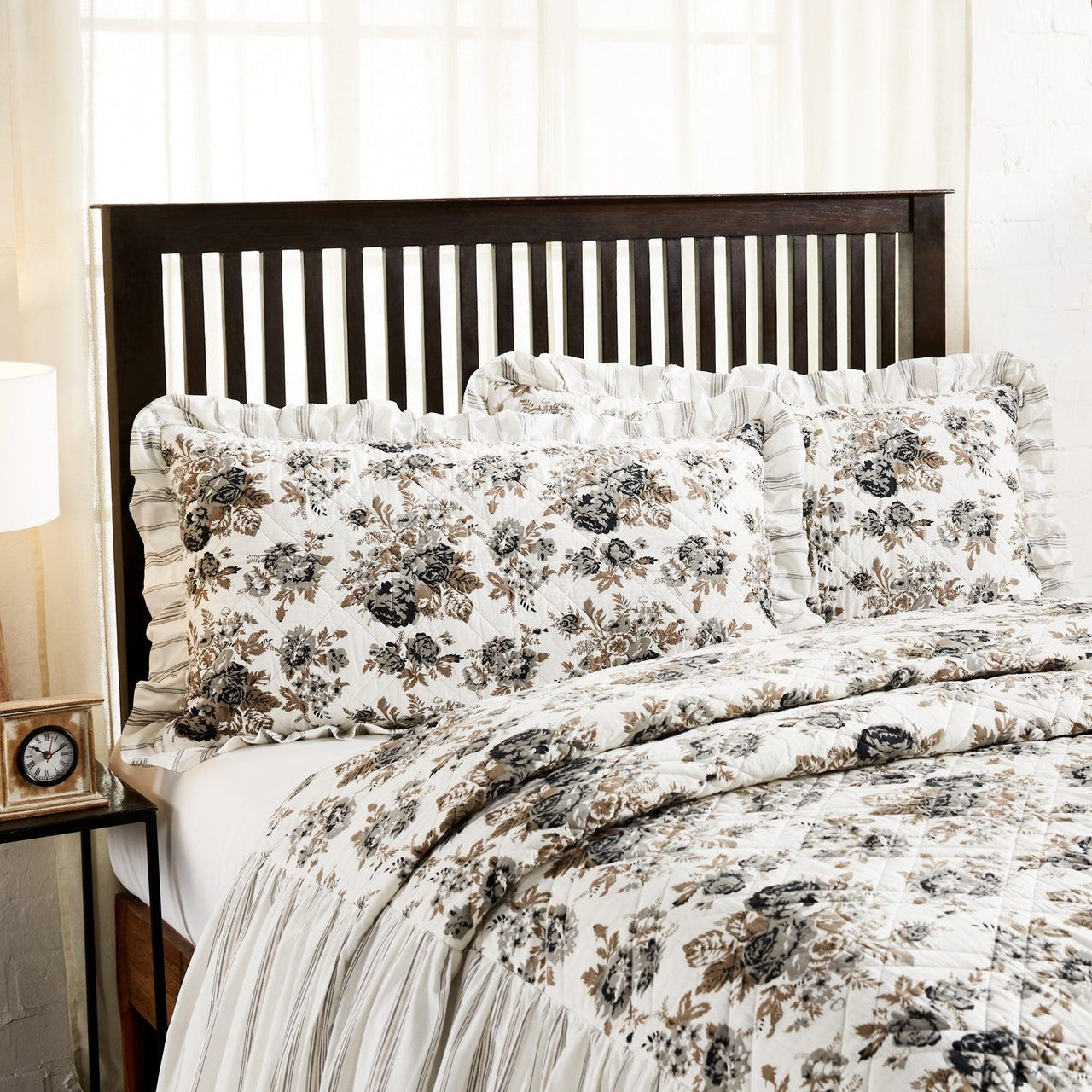 Annie Portabella Floral Ruffled King Sham 21x37 VHC Brands - The Fox Decor