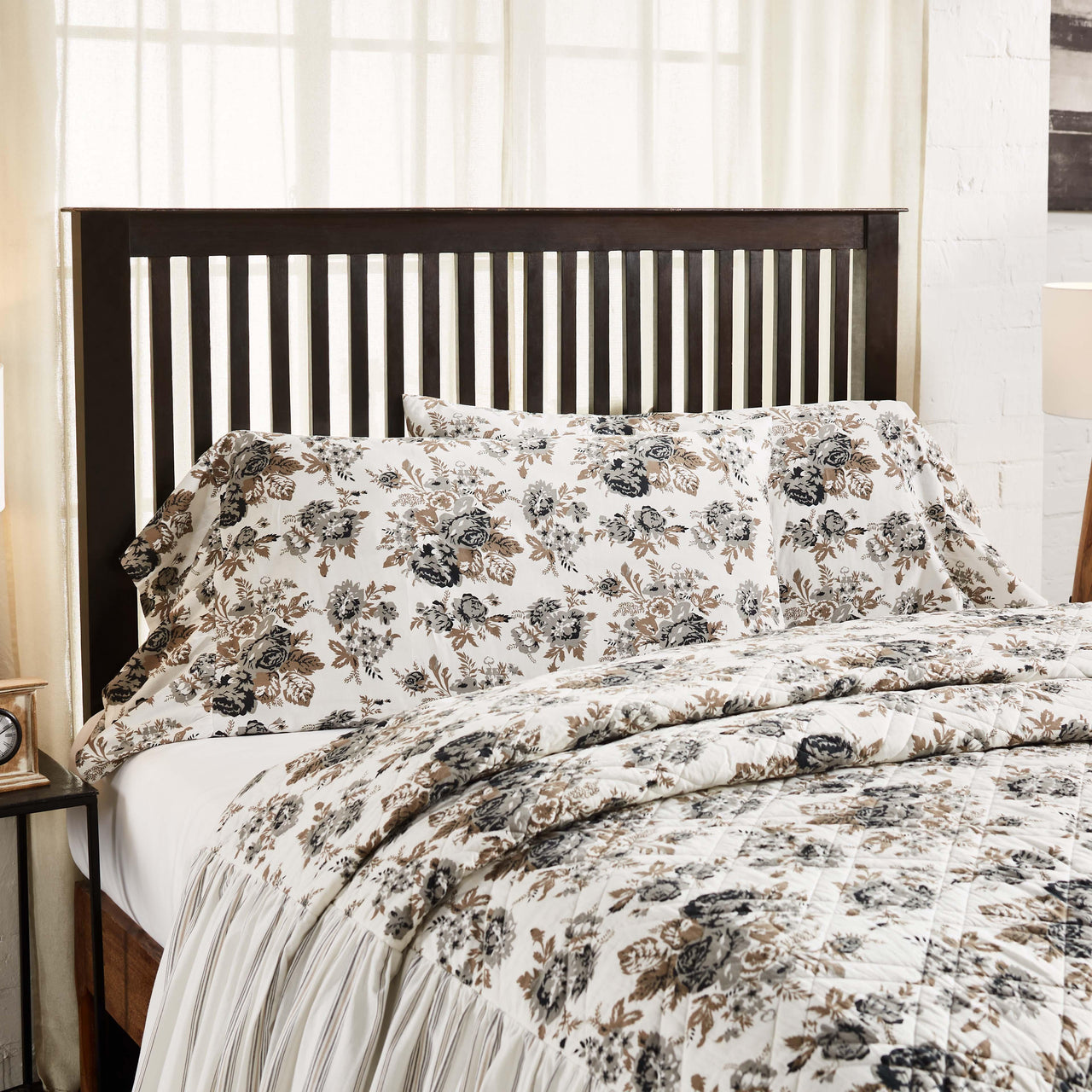 Annie Portabella Floral Ruffled King Pillow Case Set of 2 21x36+8 VHC Brands - The Fox Decor