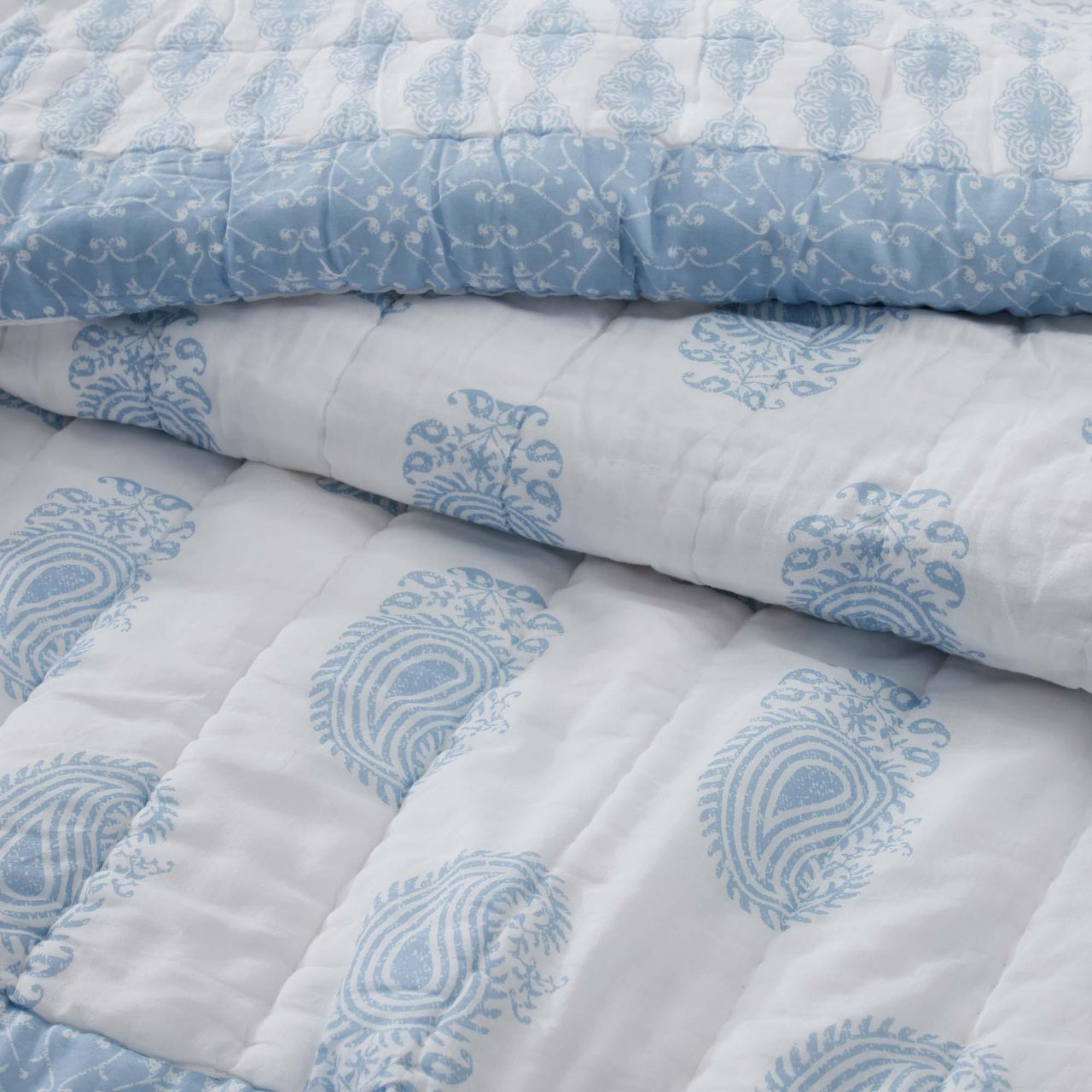 Avani Blue Luxury King Quilt 120Wx105L VHC Brands - The Fox Decor
