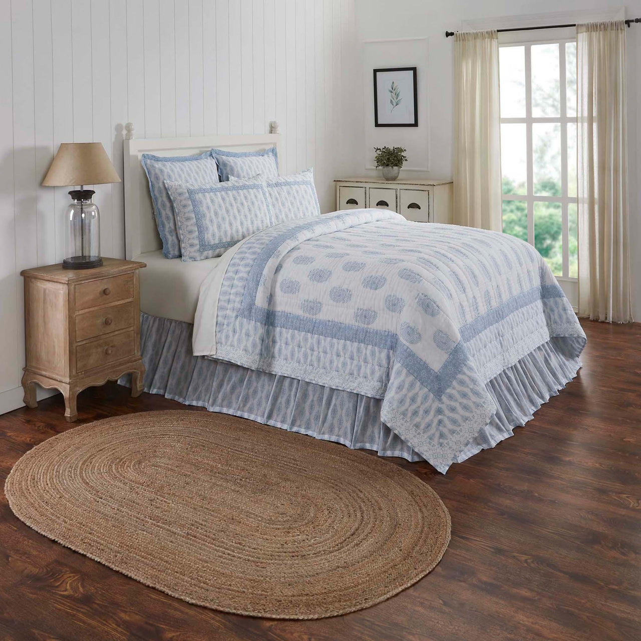 Avani Blue Luxury King Quilt 120Wx105L VHC Brands - The Fox Decor