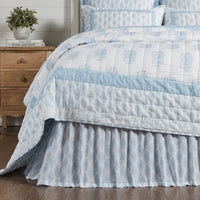 Thumbnail for Avani Blue King Bed Skirt 78x80x16 VHC Brands