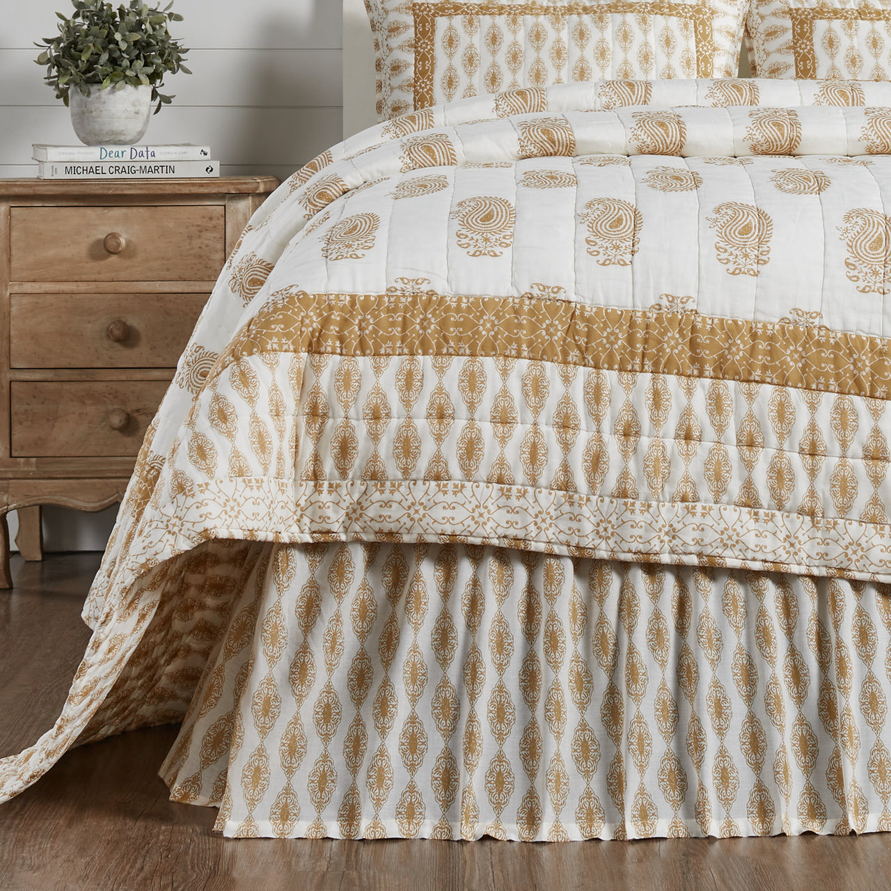 Avani Gold Queen Bed Skirt 60x80x16 VHC Brands
