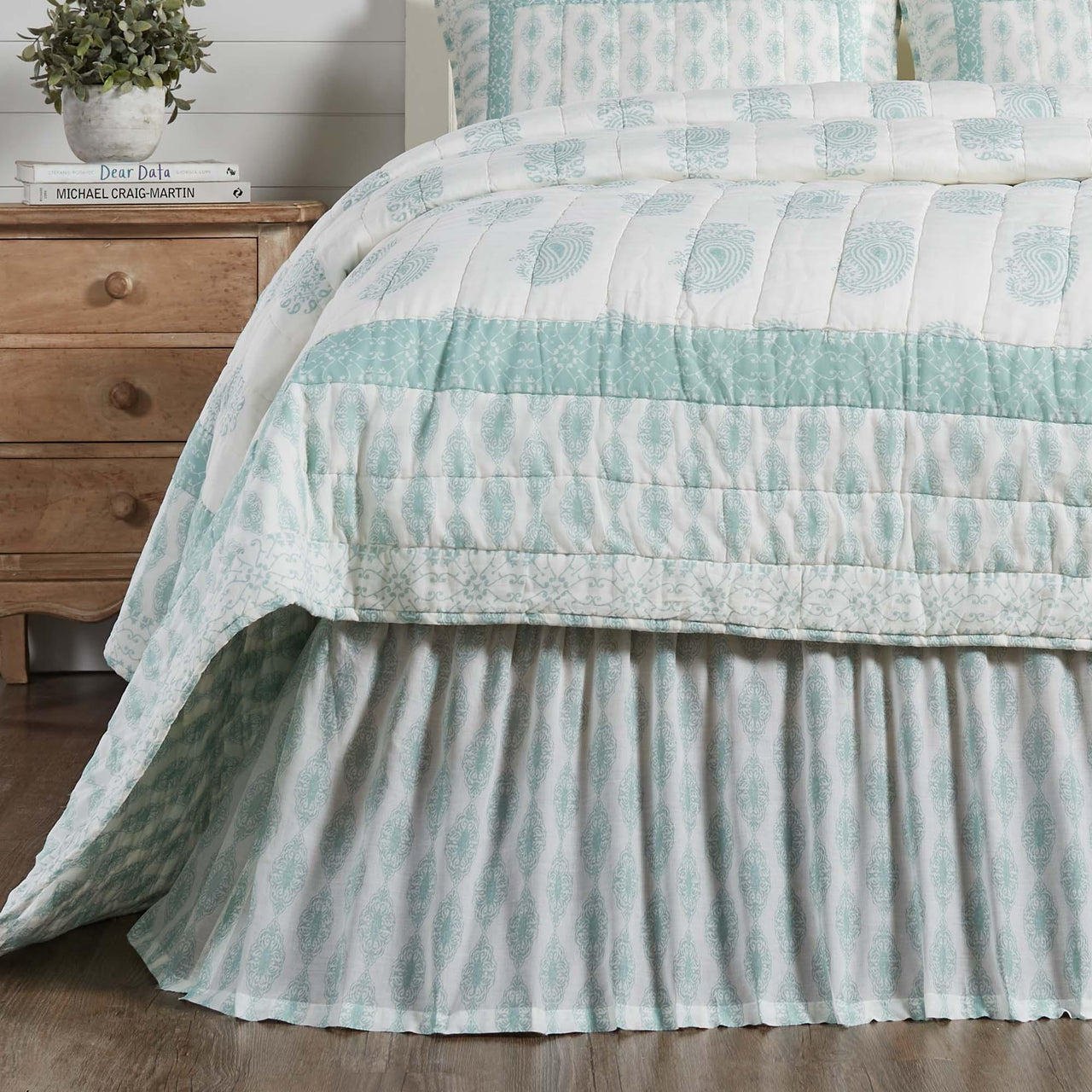 Avani Sea Glass Queen Bed Skirt 60x80x16 VHC Brands - The Fox Decor