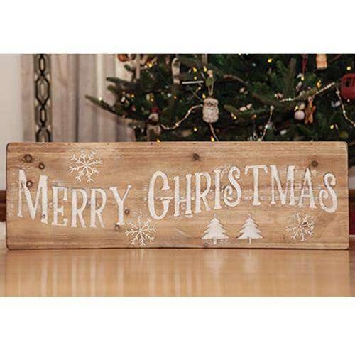 Merry Christmas Natural Wood Sign