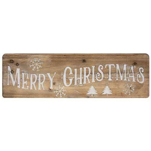 Merry Christmas Natural Wood Sign front