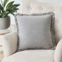 Thumbnail for Burlap Dove Grey Pillow w/ Fringed Ruffle 18x18 VHC Brands