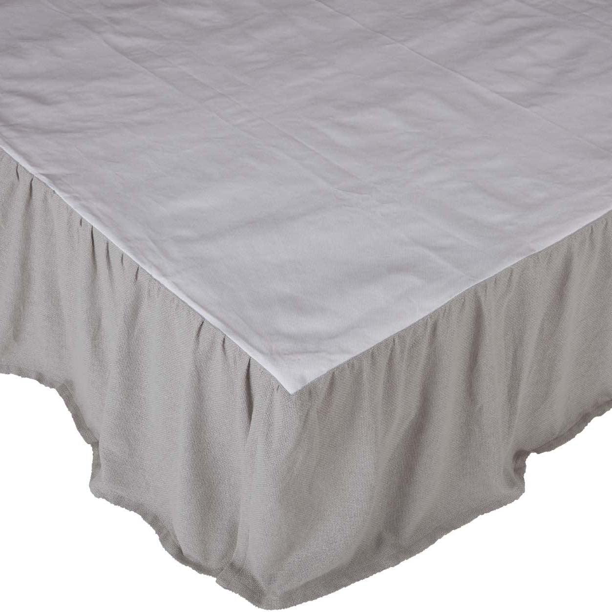 Burlap Dove Grey Ruffled King Bed Skirt 78x80x16 VHC Brands - The Fox Decor