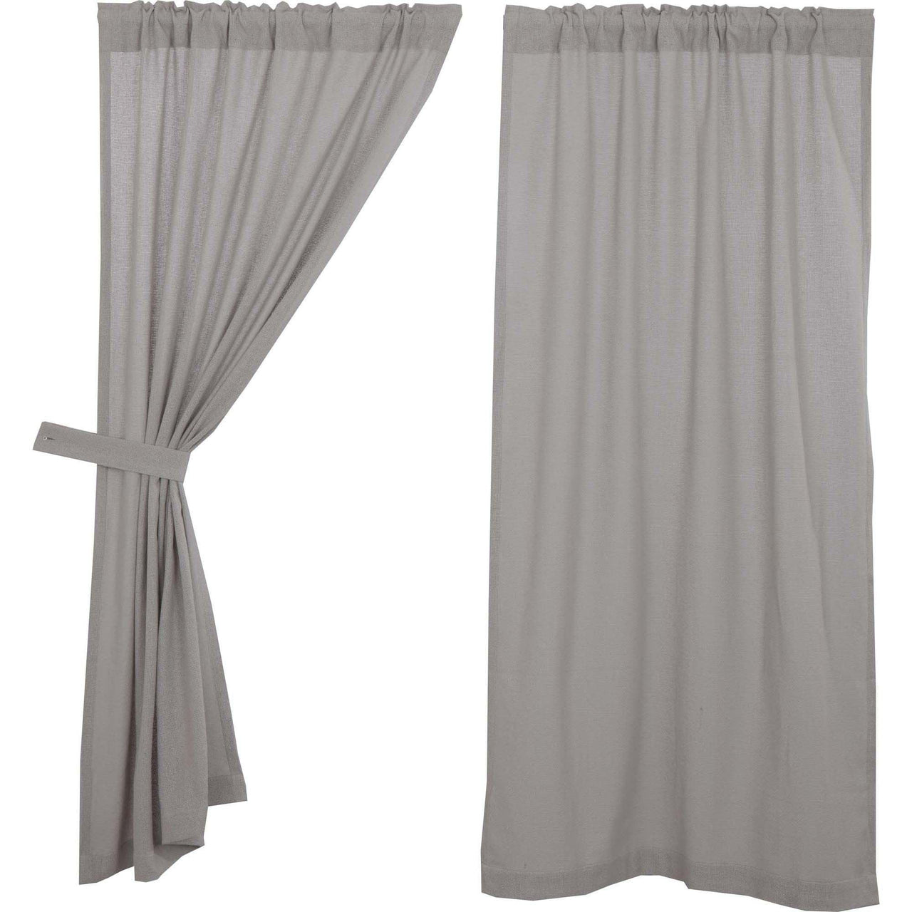 Burlap Dove Grey Short Panel Set of 2 63x36 VHC Brands - The Fox Decor