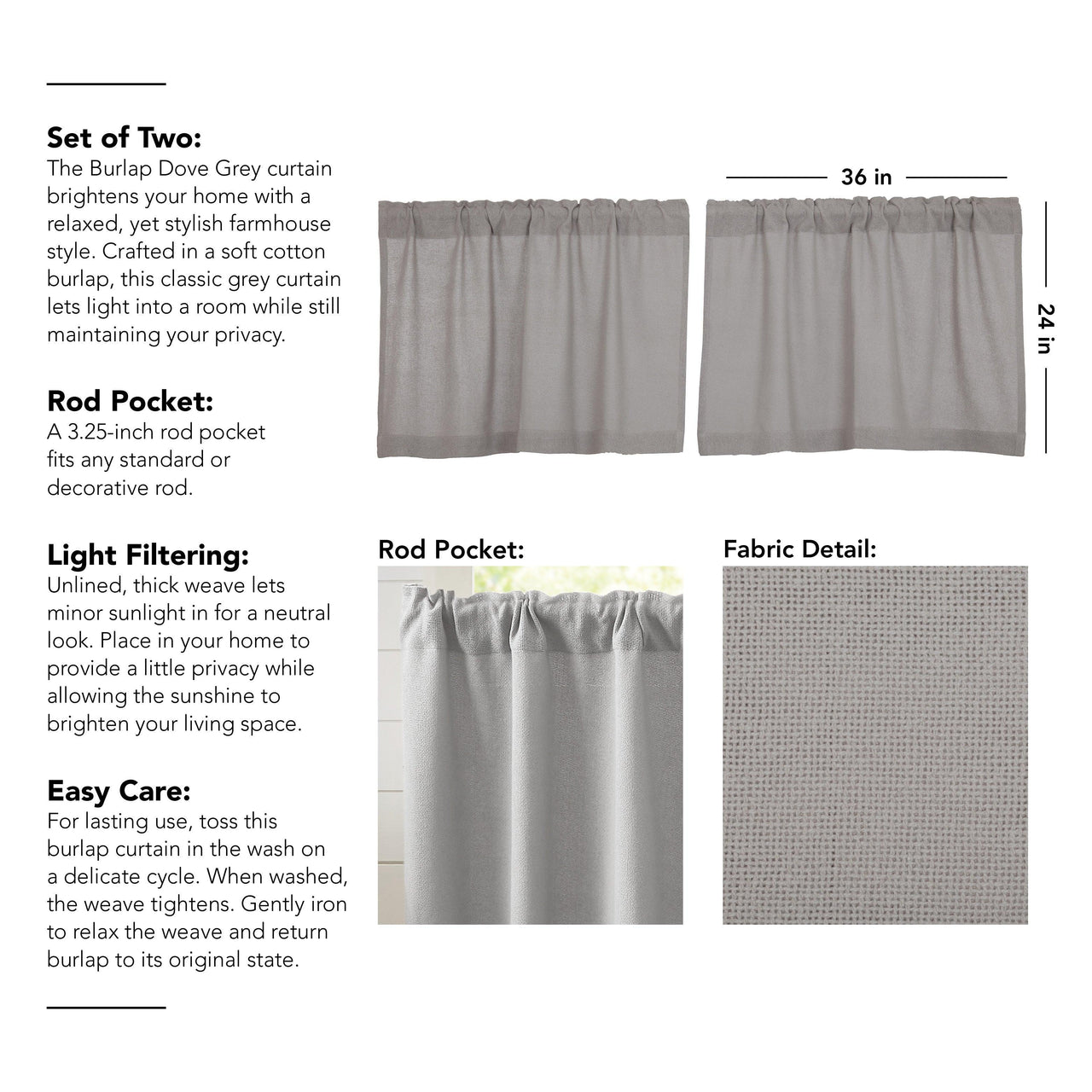 Burlap Dove Grey Tier Set of 2 L24xW36 VHC Brands - The Fox Decor