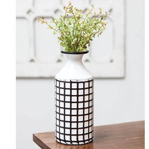 Farmhouse Check Enamel Vase, Small - The Fox Decor