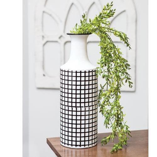 Farmhouse Check Enamel Vase, Large - The Fox Decor