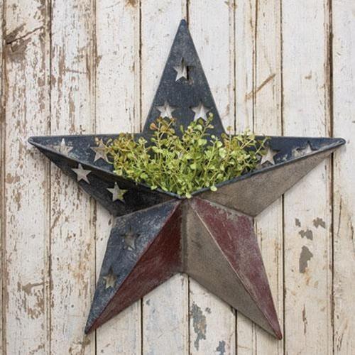 Antiqued Metal Patriotic Star Pocket - The Fox Decor