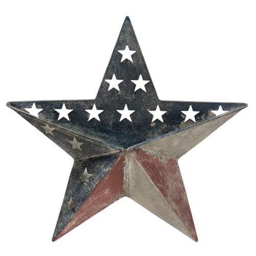 Antiqued Metal Patriotic Star Pocket - The Fox Decor