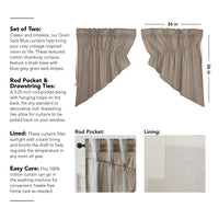 Thumbnail for Grain Sack Blue Prairie Swag Set of 2 36x36x18 VHC Brands - The Fox Decor