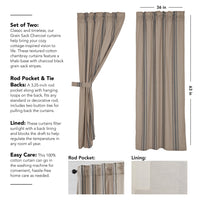 Thumbnail for Grain Sack Charcoal Short Panel Set of 2 63x36 VHC Brands - The Fox Decor