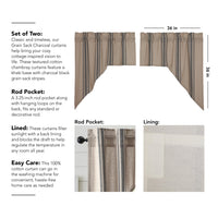 Thumbnail for Grain Sack Charcoal Swag Set of 2 36x36x16 VHC Brands - The Fox Decor