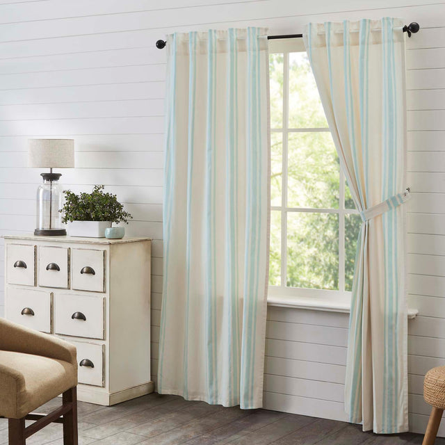 Grain Sack Aqua Panel Set of 2 84x40 VHC Brands - The Fox Decor