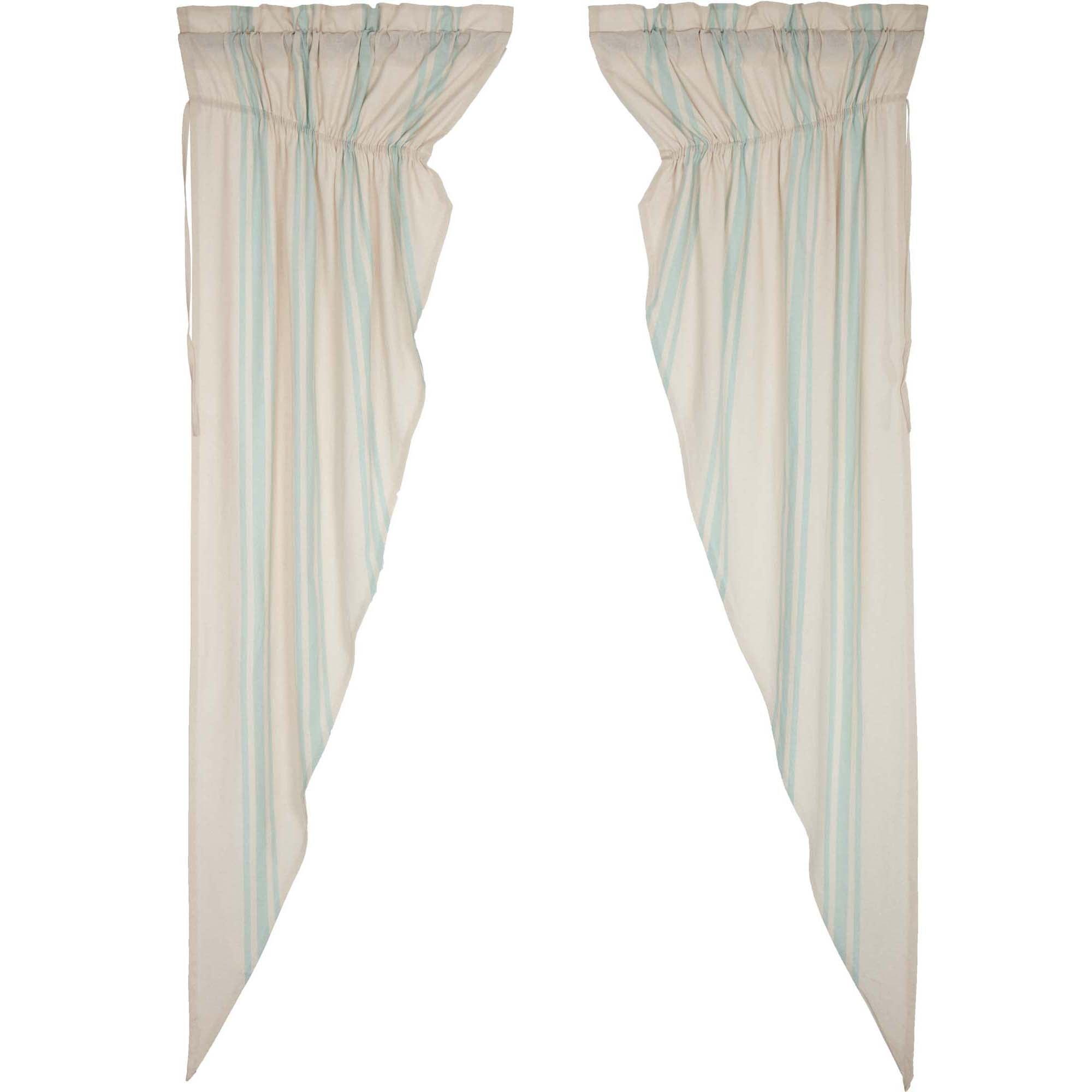 Grain Sack Aqua Prairie Long Panel Set of 2 84x36x18 VHC Brands - The Fox Decor