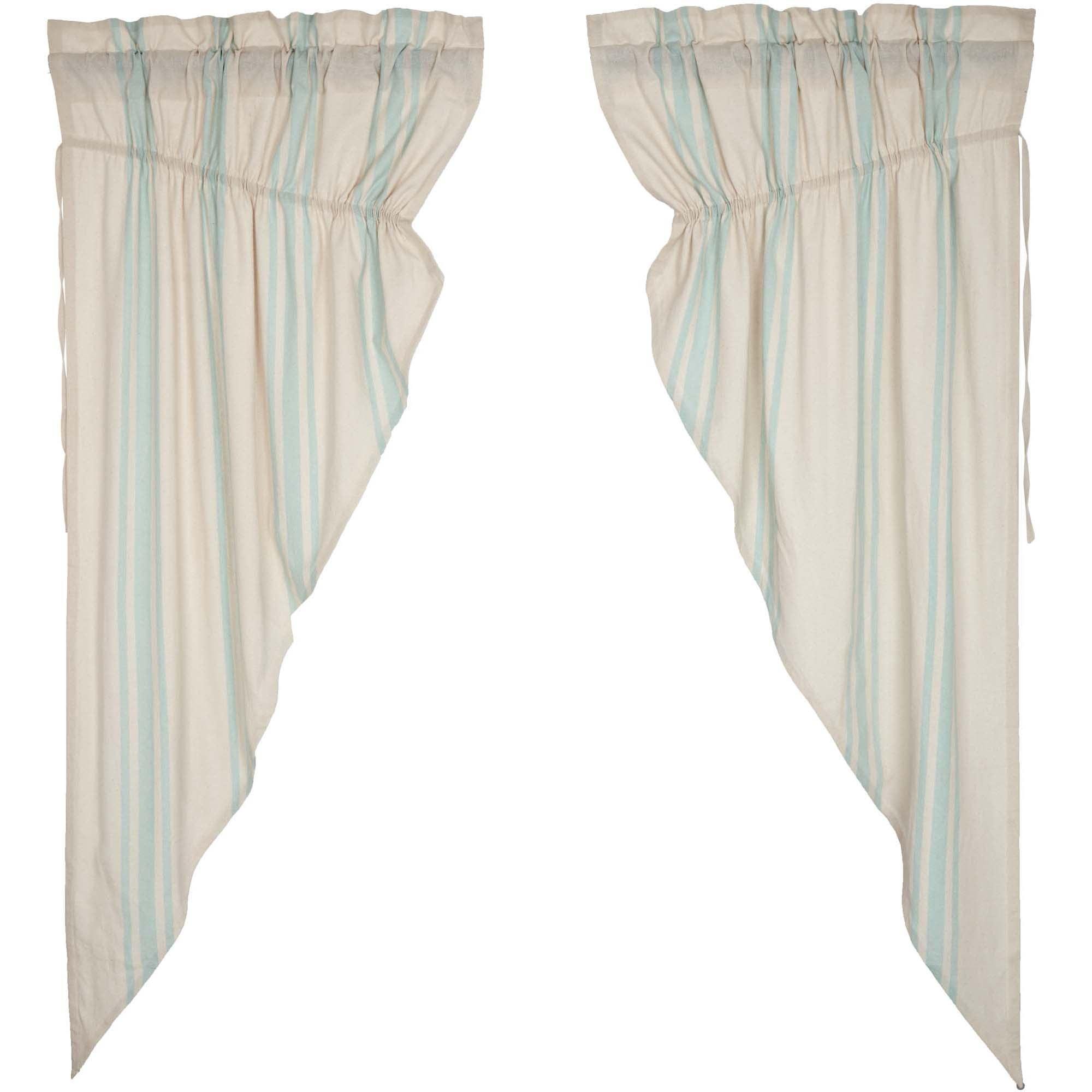 Grain Sack Aqua Prairie Short Panel Set of 2 63x36x18 VHC Brands - The Fox Decor