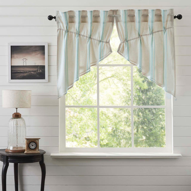 Grain Sack Aqua Prairie Swag Set of 2 36x36x18 VHC Brands - The Fox Decor